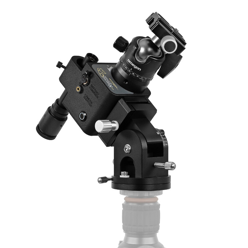 Omegon Montagem Conjunto Segugio Tracker com cabeça esférica, bases ajustáveis à altura do polo Deluxe e buscadora do polo